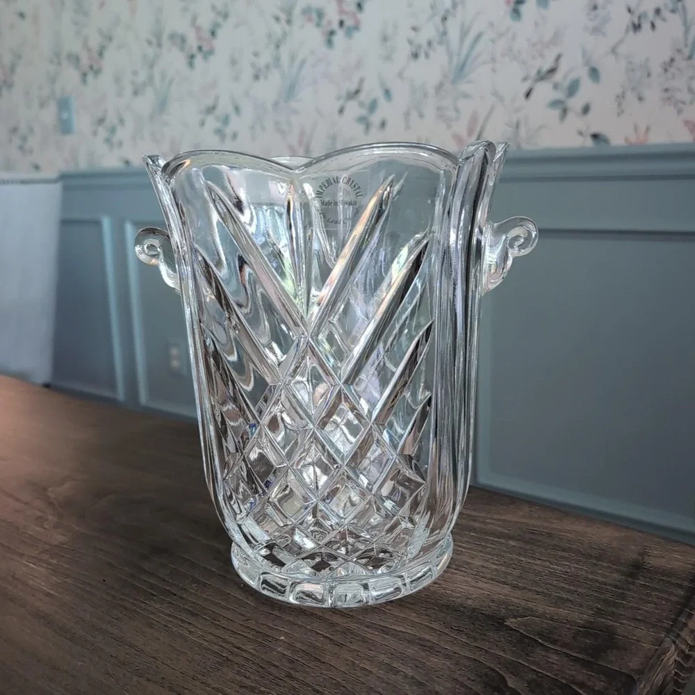 Vintage Towle Imperial Crystal 24% Lead Crystal Wine Chiller Ice Bucket Slovakia